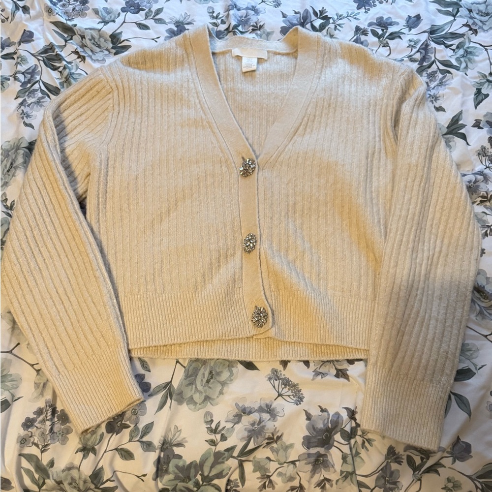H&M Cream Button-Up Cardigan